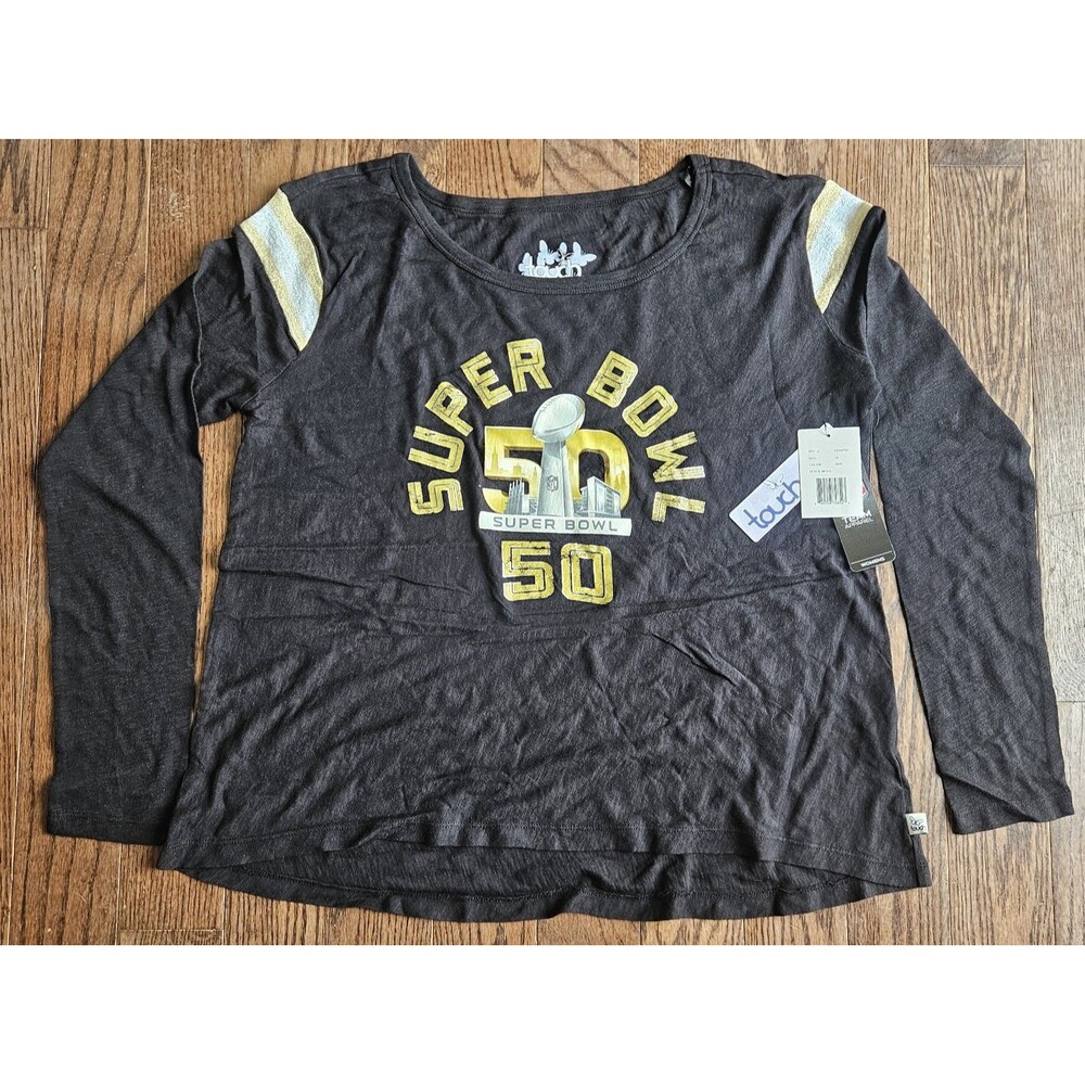 Touch By Alyssa Milano Womens Super Bowl 50 Charcoal Shirt NWT Long Sleeve M